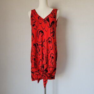 Vintage Carole Little For Saint Tropez West Mini Dress Floral Rayon Red Black